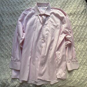 ETON Men's Dress Shirt Pink Striped‎ Cotton Custom Made $450 4XL